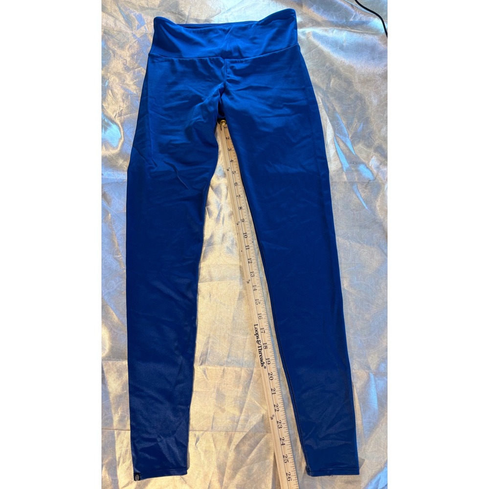 Onzie Womens High Rise Shiny Royal Blue Activewear Leggings Size XS Made in USA